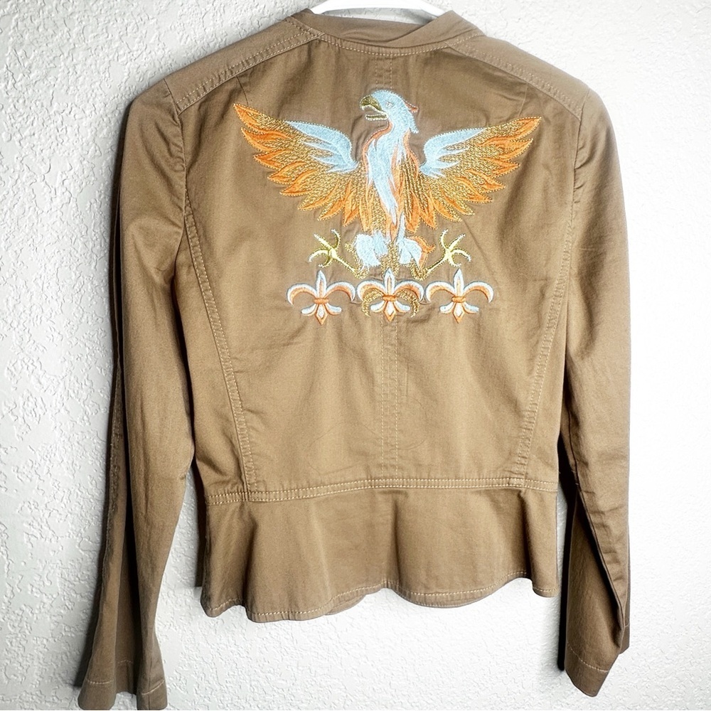 Tom K Nguyen Anthropologie Jacket Size 4 Khaki Embroidered Western‎